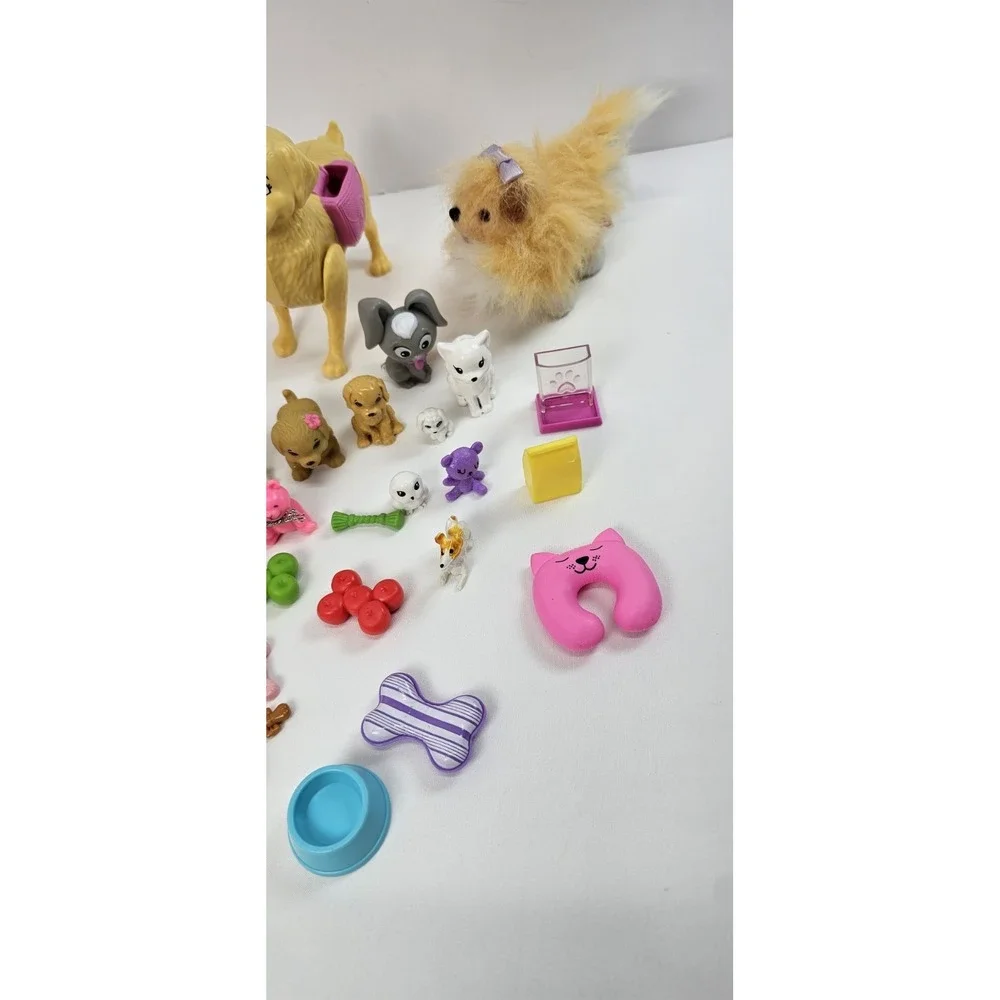 Barbie Pet Dogs Puppies Accessories Animal Lot Bowls Kennel Toys Mattel